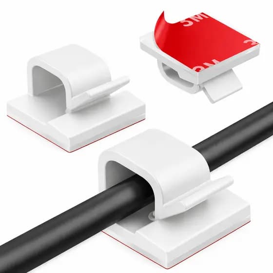 Organizador de Cabos e Fios Branco | Kit 10/25/50 Clipes Adesivos para USB, Carregadores e Fones