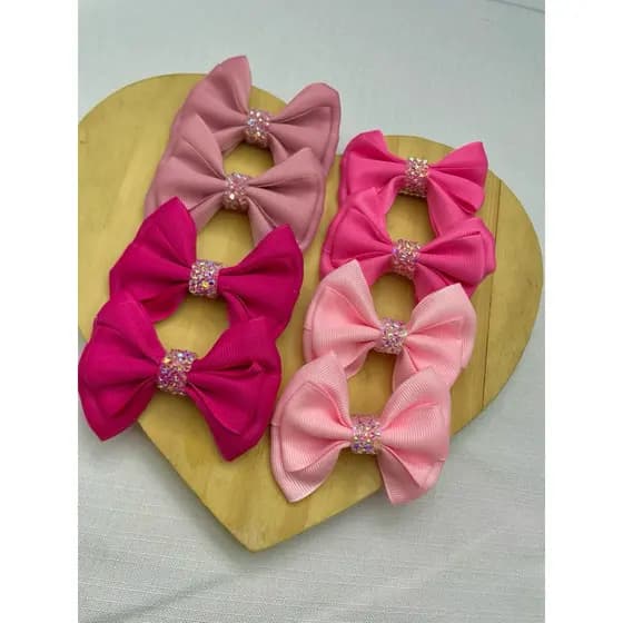 Kit 8 Laços Infantil Tons Rosa Presilha Boutique Parzinho Luxo