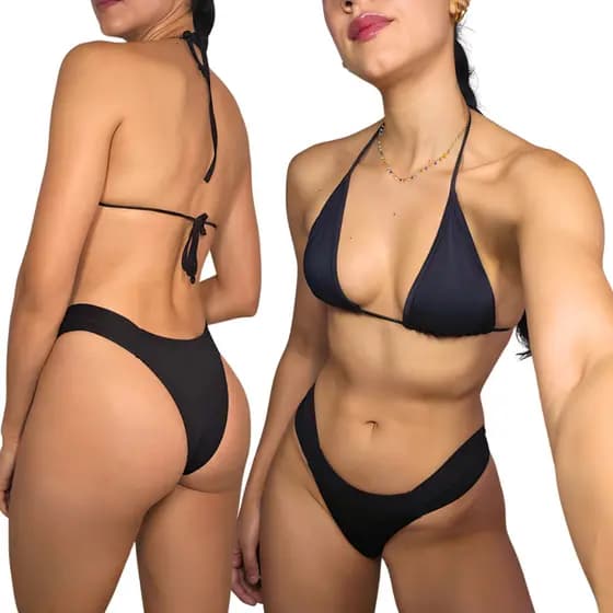 Biquini Cortininha Preto Com Bojo Calcinha Asa Delta Borboleta Conjunto Moda Praia Verão
