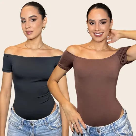 Body Feminino Ciaganinha Suplex Ballet Moda Gringa Ombro a Ombro Blogueira
