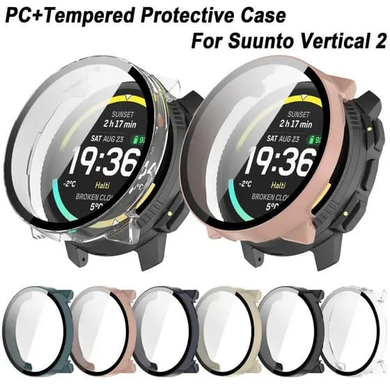 PC + Capa Protetora Temperada Anti-Risco Cobertura Completa De Tela Pára-Choques Escudo Protetor Para Suunto Vertical 2