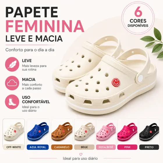 BABUCHE PLATAFORMA ALTA NUVEM MACIA COM BÓTON CONFORTÁVEL