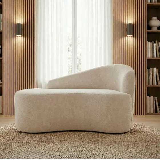 Mini Sofá Orgânico 2 Lugares Curvo Aurea Design Elegante Suede Sala Escritório Recepção Consultório