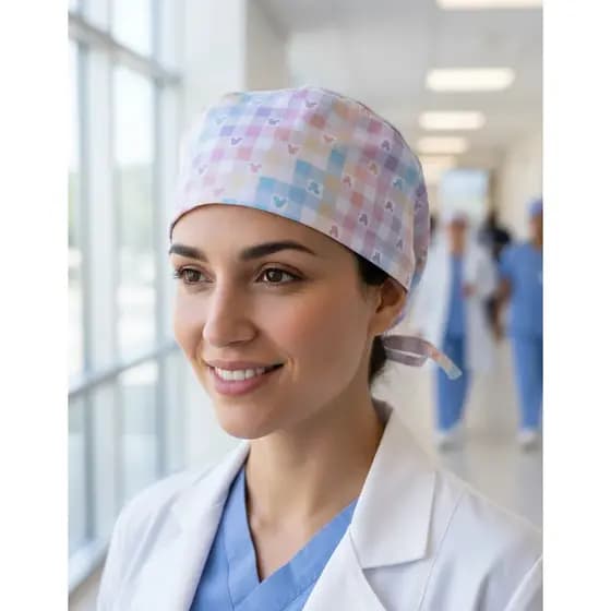 Touca Cirúrgica de Tecido Premium Enfermagem Medicina Odontologia Feminina