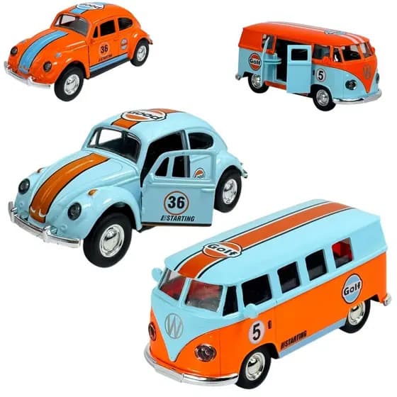 Carrinho Kombi De Fricção De Ferro Em Miniatura Colecionável Fusca Gulf