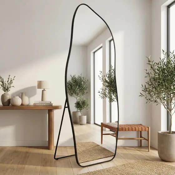 Espelho Lopazzi Orgânico Flame Corpo Inteiro 170x70cm Com Moldura de Alumínio Quarto Sala Decorativo