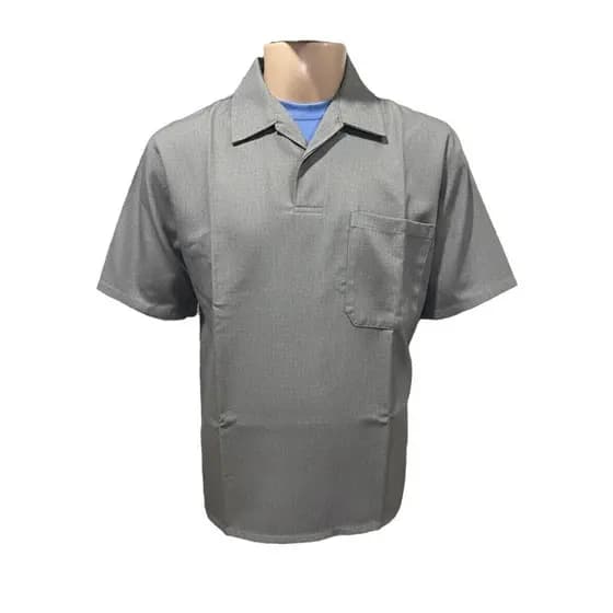Camisa Para Trabalho Gola Italiana Cinza Resistente Manga Curta Uniforme Profisional ENVIO IMEDIATO