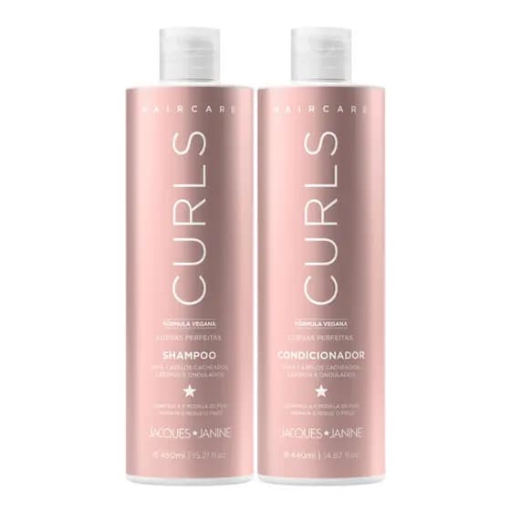 Kit Jacques Janine Hair Care Curls Shampoo 450ml Condicionador 440ml Cacheados Crespos Ondulados
