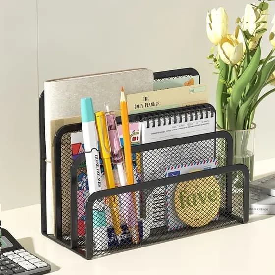 KIT COM Organizador Mesa Escritório Porta Cartas Papeis Aramado 3 Aperto tudo Barato