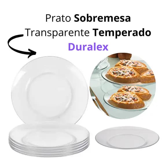 Prato de Sobremesa Astral Vidro Temperado Transparente Duralex Cozinha Doce Bolo Tortas