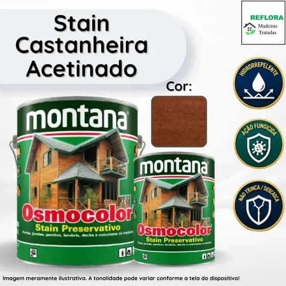 Osmocolor Stain Castanheira Acetinado 900ml e 3,6L Montana Proteção para Madeiras