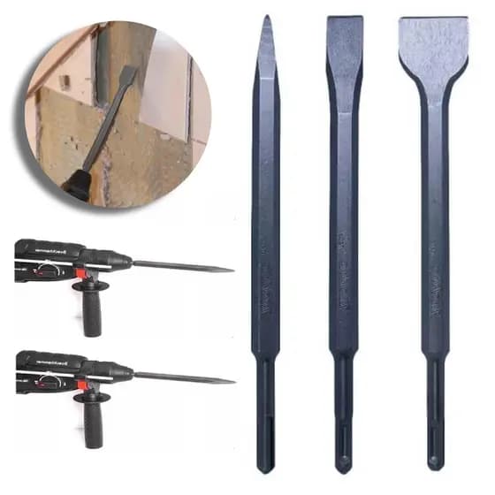 Kit 3 Peças Ponteira E Talhadeiras Para Martelete Sds Aço Ferramenta Top