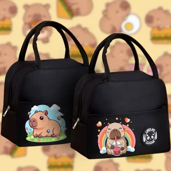 Bolsa Térmica Lancheira Capivara - Isolamento Térmico - Marmita - Espaçosa - Fitness Escola Trabalho Lazer - Capybara