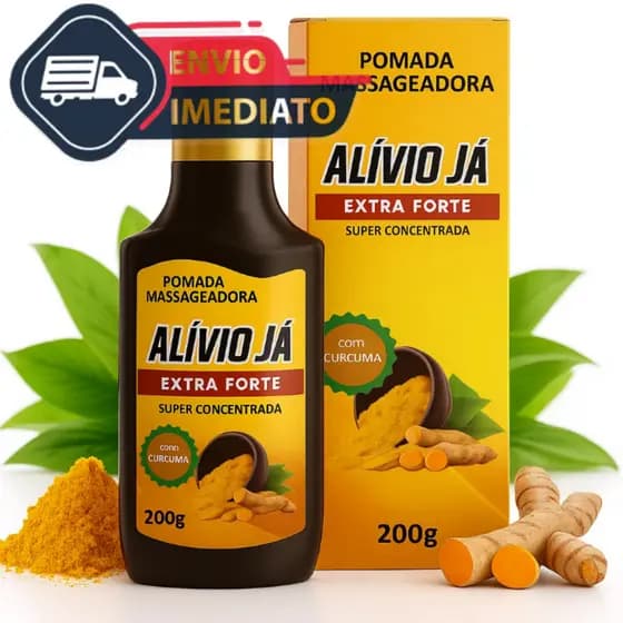 pomada pomada massageadora Alívio Já 200g com arnica cúrcuma copaíba e mentol para dores musculares
