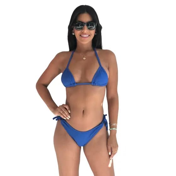 Biquini Cortininha Asa Delta Fio Duplo Top Com Bojo Removível Tecido Proteção UV