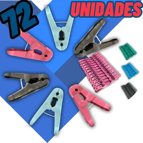 Kit Econômico com 72 / 24 / 12 Pregadores – Plástico Reforçado e Colorido