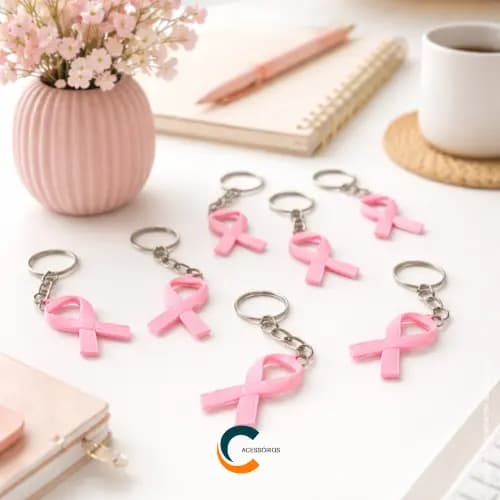 Chaveiro Outubro Rosa Lembrancinha Brinde Para Cliente