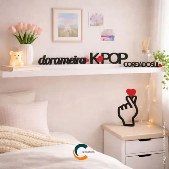 Letreiro Decorativo Dorameira Sinal Coreano K-POP Coreia do Sul Mãozinha Koreana