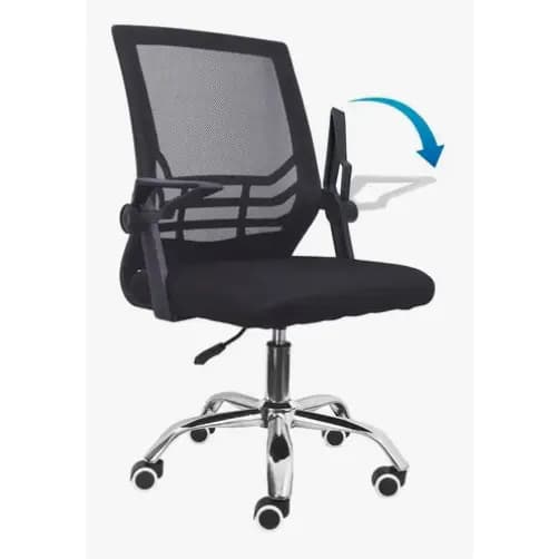 Cadeira De Escritório Tela Mesh Com Apoio De Braço Flexível Ajustável Cor Preto