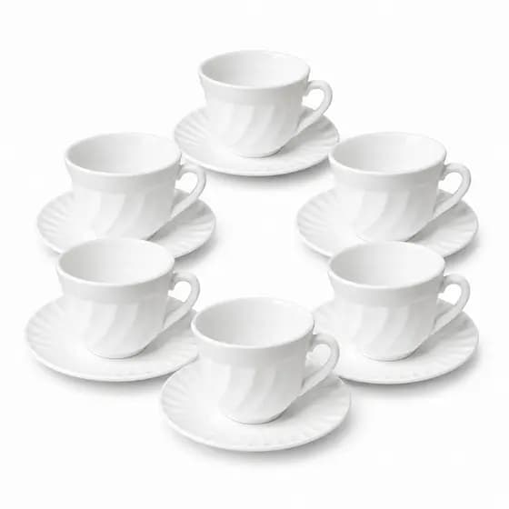 Jogo 6 Xícaras e 6 Pires Nevada 190ml - Zappe para Chá e Café