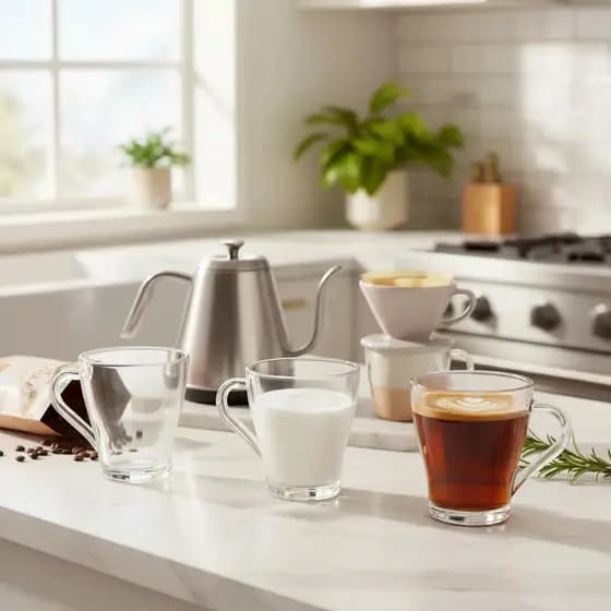 Jogo 4 Xícaras Canecas Vidro Café Chá Leite Cappuccino 280ml