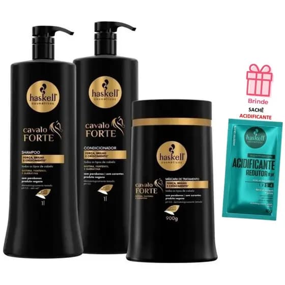 HASKELL CAVALO FORTE SHAMPOO 1L+CONDIC 1L+,MASC 900G+ 🎁BRINDE