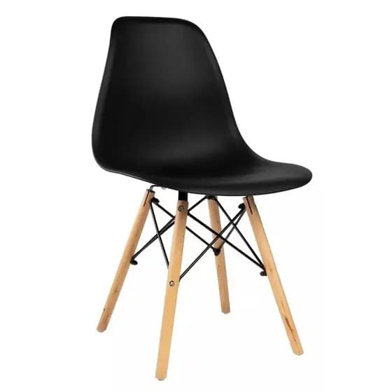 Cadeiras Eiffel Wood – Kit com 4 Cadeiras Branco e Preto para Sala ou Escritório