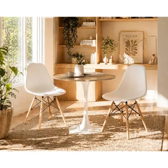 1 ou 2 Cadeiras Eames Preta, Branca – Base Madeira Estilo Eiffel