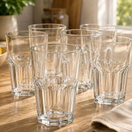 Jogo com 3/6 Copos de Vidro 350ml – Ideais para Chopp, Whisky, Água, Drinks, Sucos Design Elegante