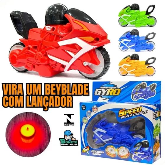 Moto Beyblade com Lançador e LED - Brinquedo 2 em 1 Divertido e Interativo