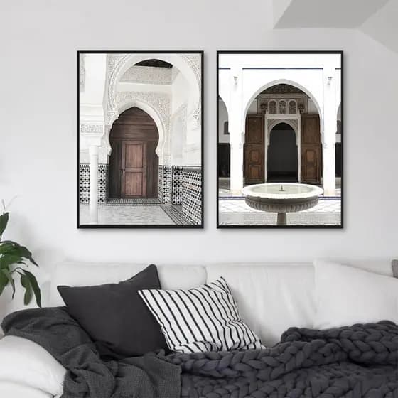 Quadro Decorativo árabe, Marrocos Porta Velha Mesquita, quarto decoração casa Quadro Decorativo Islâmica, Subhanallah, Bismillah tamanho grande Decoração para sala casa cozinha quarto Poster decorativo abstrata Moderno árabe, Marrocos Retro arte #14