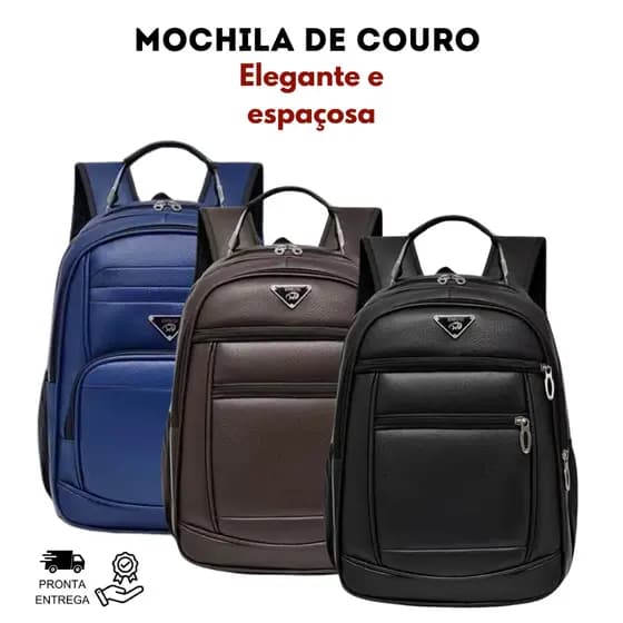 Mochila De Couro Grande E Média Impermeável Trabalho Faculdade Reforçada Prática