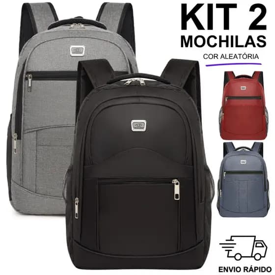 Kit 2 Mochilas Bolsa Viagem Resistente Coreana Masculina Feminina- Cor Aleatória