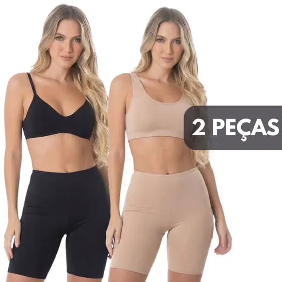 Kit 2 Bermudas Anágua Segunda Pele Meia Perna Confortável Não Marca Discreta para Vestido e Saia