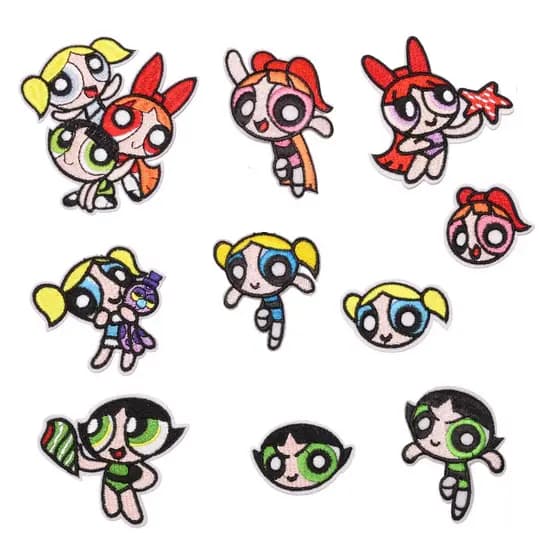 Patch Bordado de Desenho Animado Powerpuff Para Passar a Ferro em Roupas, Mochilas, Adesivos para Jeans