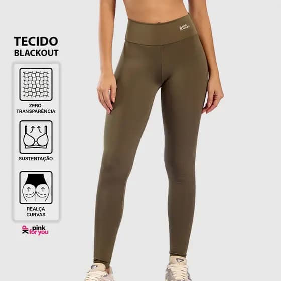 Calça Legging Feminina Fitness Blackout Cintura Alta Feminina Sem Transparência Básico Corrida