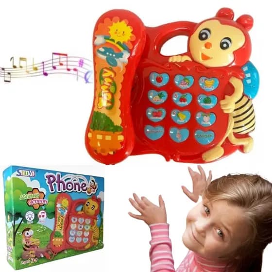 Brinquedo Musical Bebe TELEFONE ABELHA UNICORNIO infantil luz som MUSICAS piano educativo 12 teclas