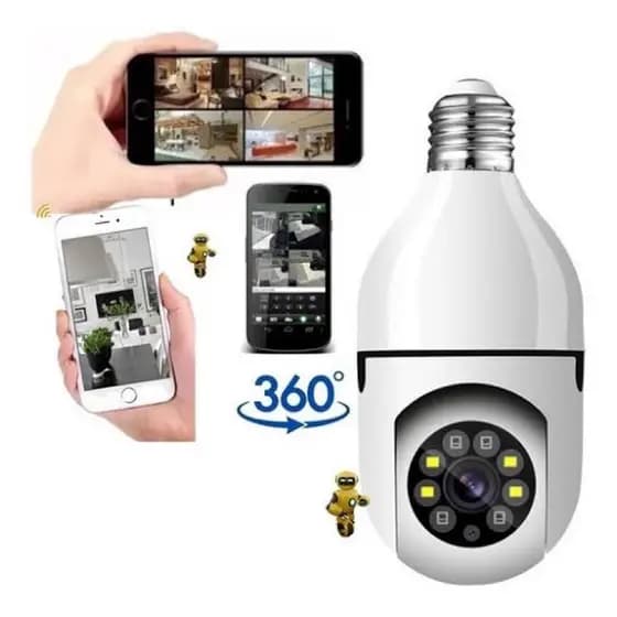 Câmera de segurança prova D´água lâmpada fio app Yousee full hd visão noturna