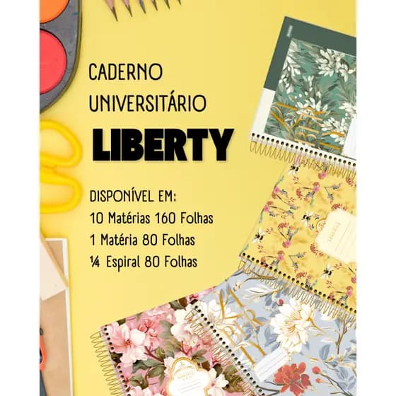CADERNO UNIVERSITÁRIO JANDAIA LIBERTY-Escolha a Estampa