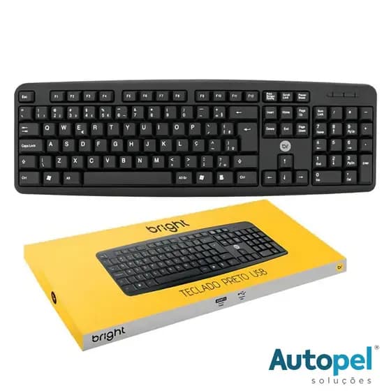Teclado Bright USB Preto 0014 QWERTY Com Layout Português Brasil Notebook PC
