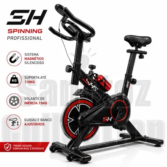 Bicicleta Spinning Bike Ergométrica SH Profissional Até 120kg de FitnessPara Exercícios Com Monitor