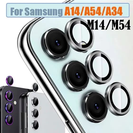 Kit 3 Peças Película Protetora De Câmera Para SAMSUNG A15/A54/A24/A14/A34/M14/M34/M54 Anel De Metal Protetor De Câmera