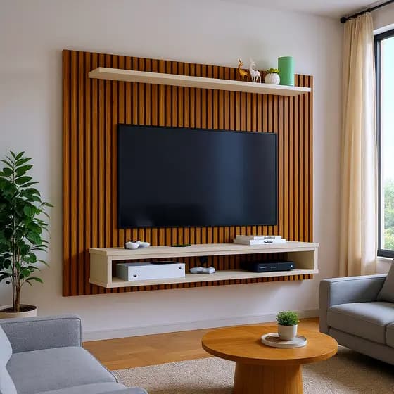Painel 60 Polegadas Para TV Com Prateleira E Nicho Moderno Elegante Ideal Para Sala Quarto Espaçoso