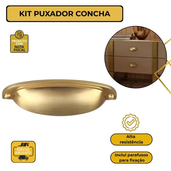 Kit Puxadores Concha Provençal Paris para Gavetas – Estilo Sofisticado e Clássico