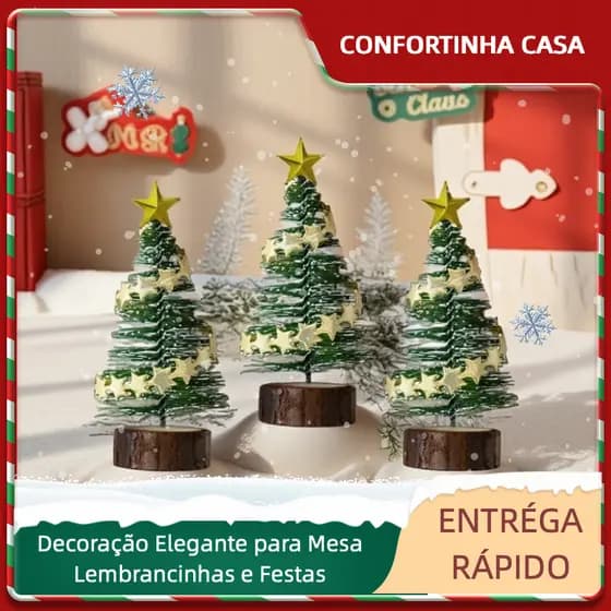 Mini Árvore de Natal com Neve 18 cm Decoração Natalina para Mesa Pinheiro Pequeno Festa Natal 2025