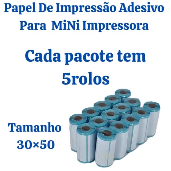 Kit 15 Rolos Etiqueta Adesivo Para Mini Impressora Térmica 30*50 Para Mini Impressora Gatinha