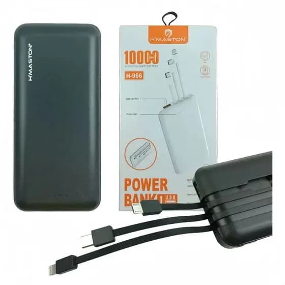 Carregador Portátil Bateria Power Bank 10000mah com Cabos E Suporte H-966