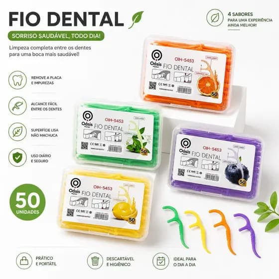 Palitos de fio dental flosser ultrafinos para limpeza bucal Caixinha com 50 unidades
