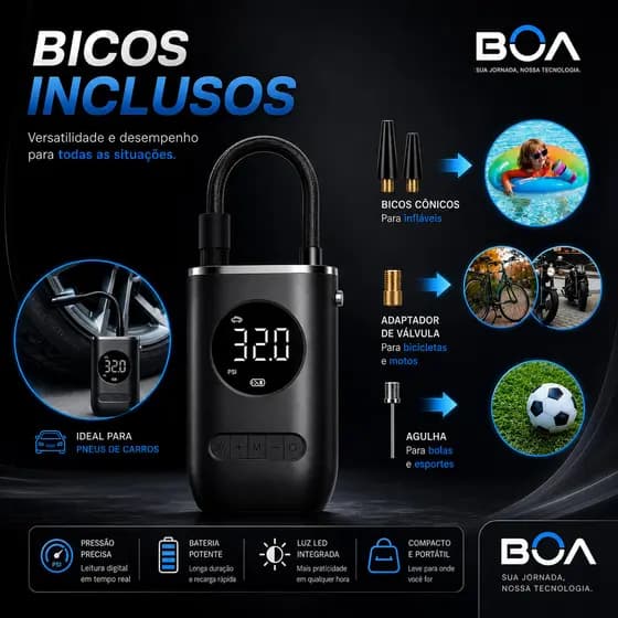 Compressor De Ar Elétrico Portátil Digital Ncher Pneu Carro Moto Bike Bicicleta Bola Piscina Inflável