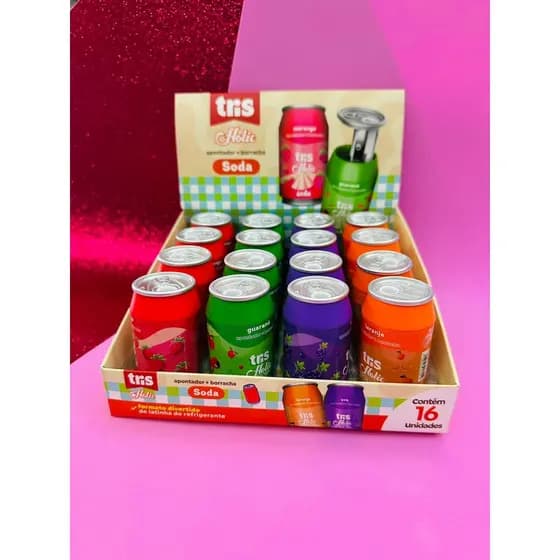 Apontador com Depósito e Borracha Soda Tris | Tema Latinha Refrigerante